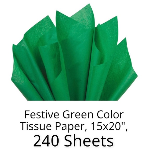 Mailers And More Other - Tissue Paper, Festive Green, Bulk Pack, 240 Sheets, 15x20